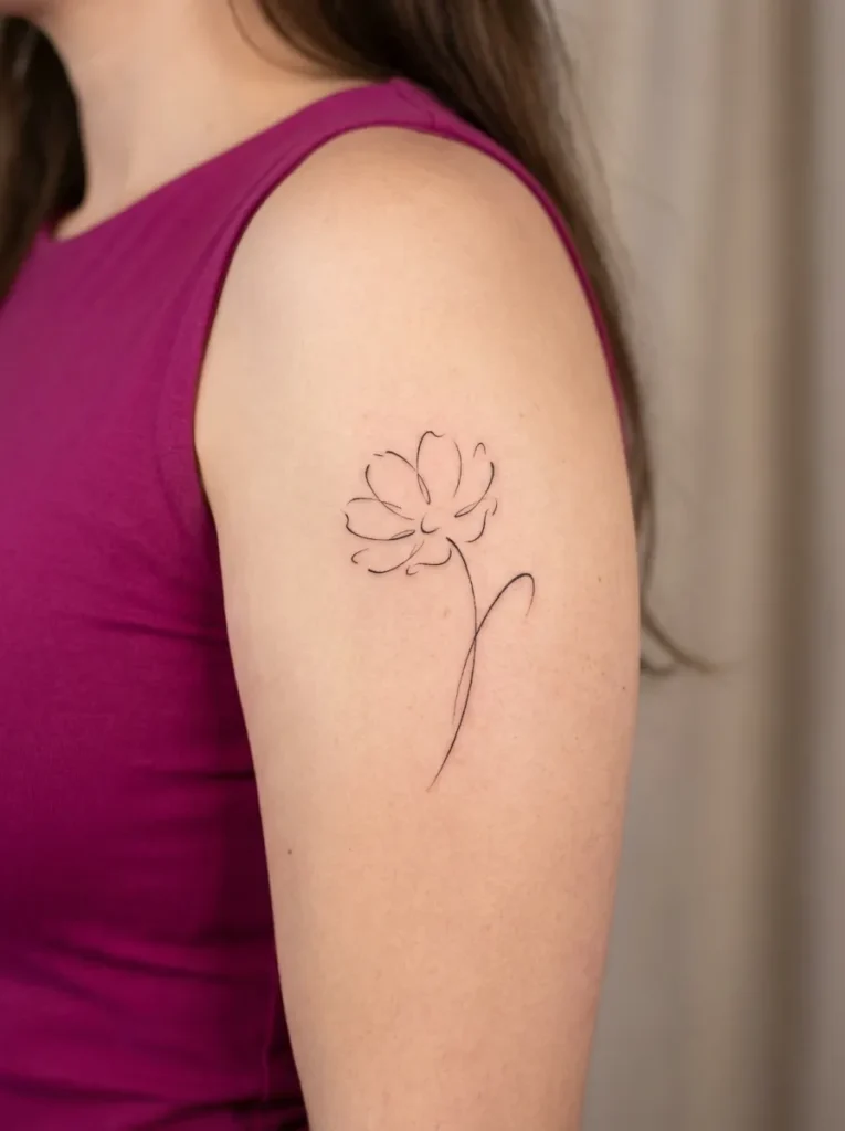 Abstract Cosmos Flower Tattoo
