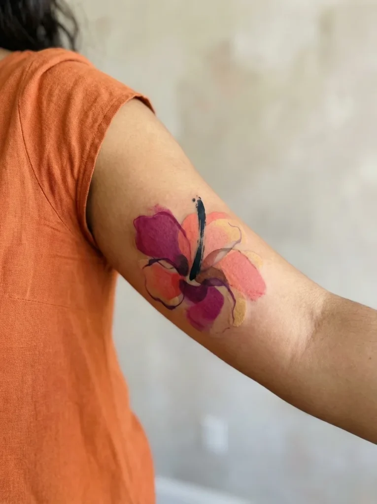 Abstract Hibiscus Flower Tattoo