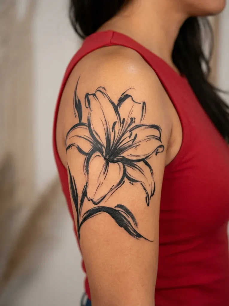 Abstract Lily Flower Tattoo