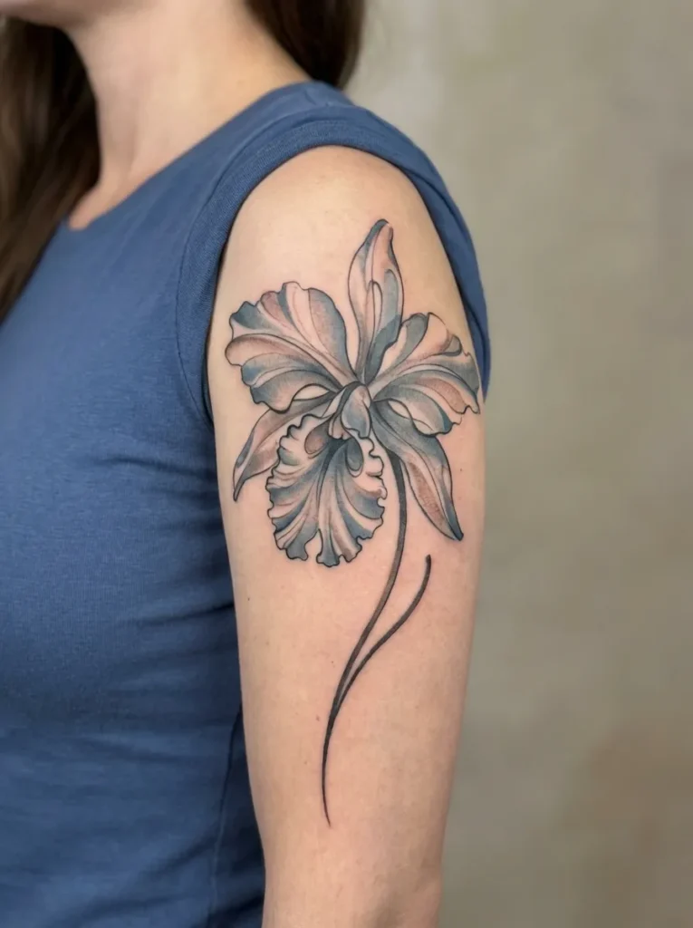 Abstract Orchid Flower Tattoo