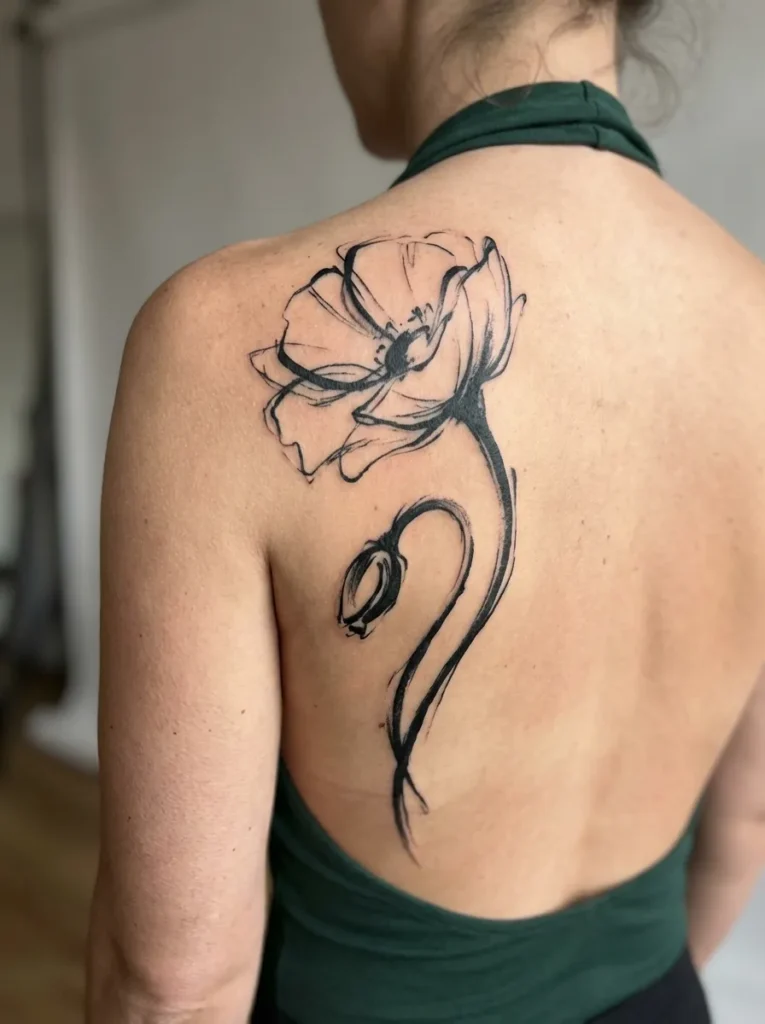 Abstract Poppy Flower Tattoo