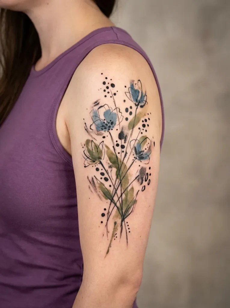 Abstract Wildflower Cluster Tattoo