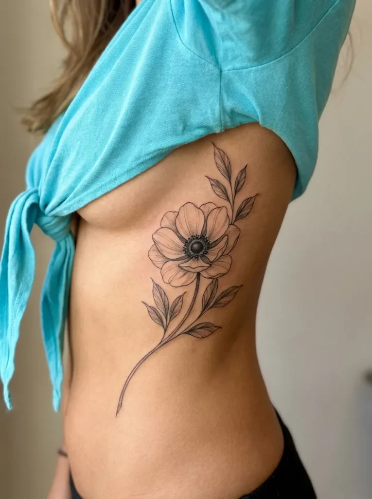 Anemone Rib Flower Tattoo