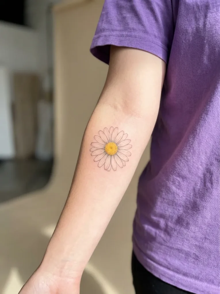 April – Daisy Flower Tattoo