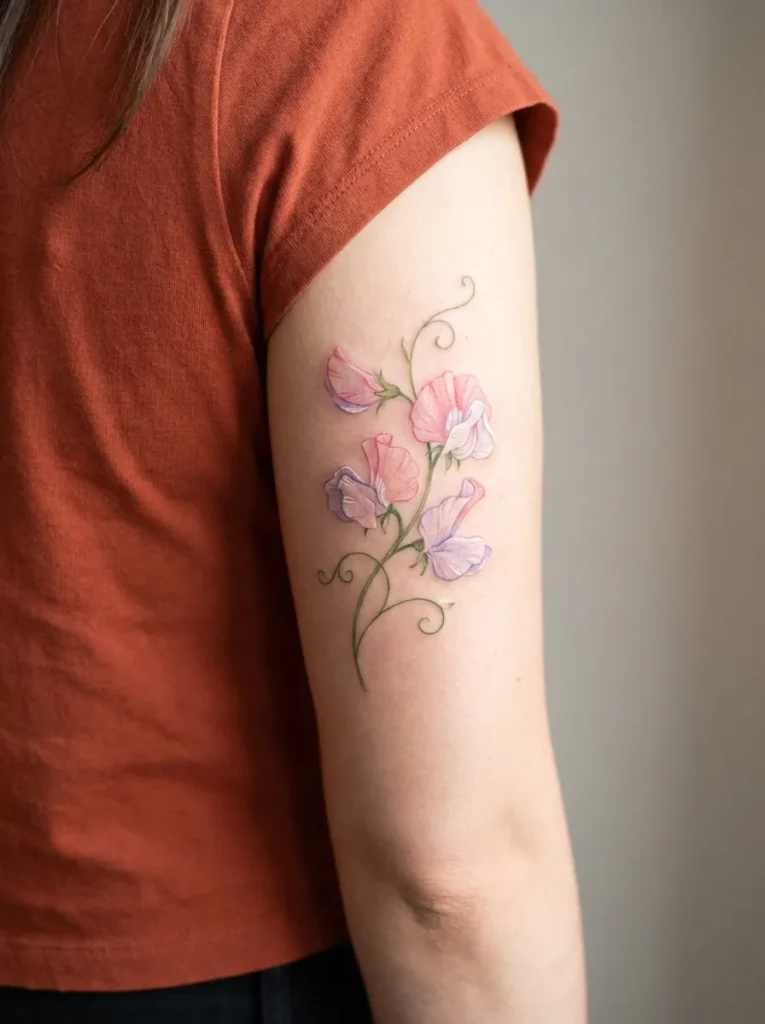 April – Sweet Pea Flower Tattoo