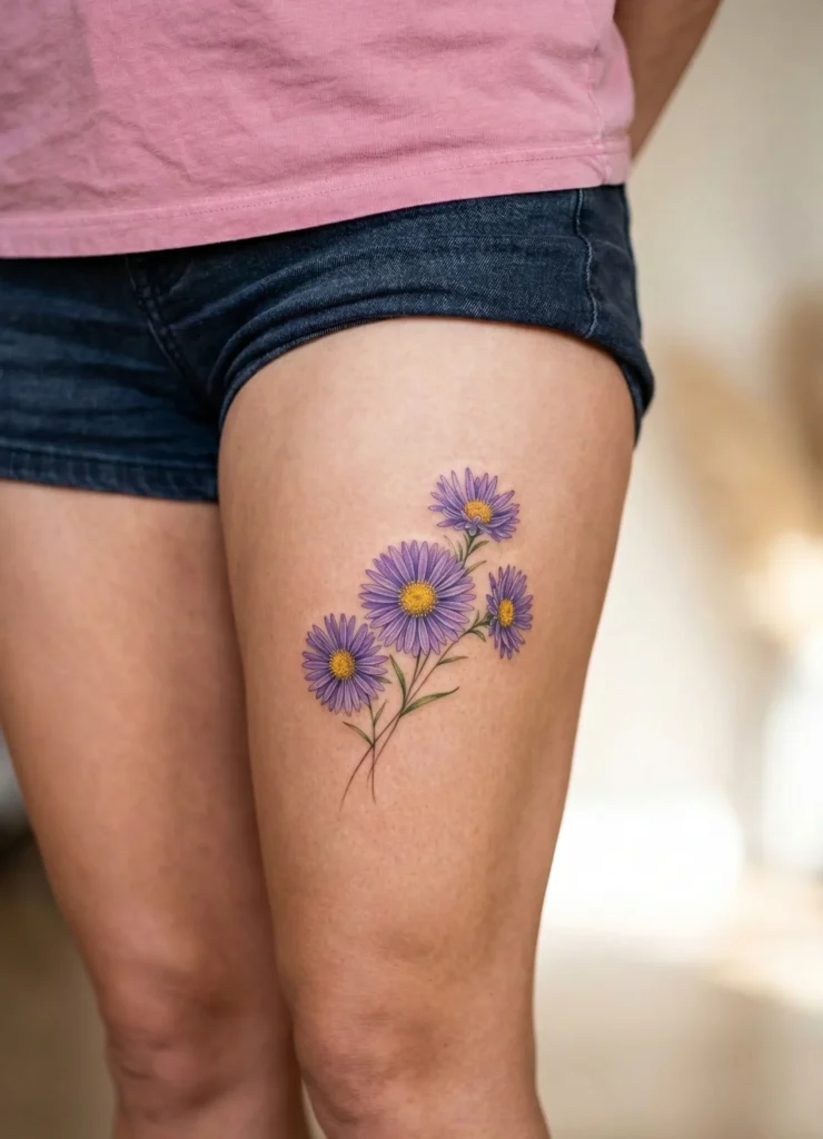 Aster Flower Autumn Tattoo