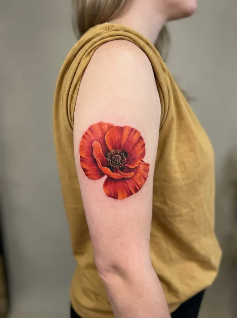 August – Poppy Flower Tattoo