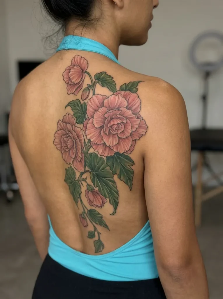 Begonia Back Flower Tattoo
