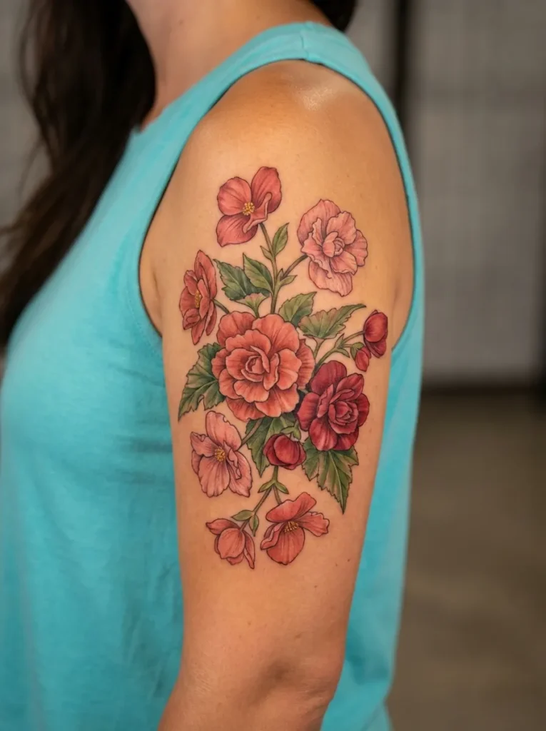 Begonia Flower Bouquet Tattoo