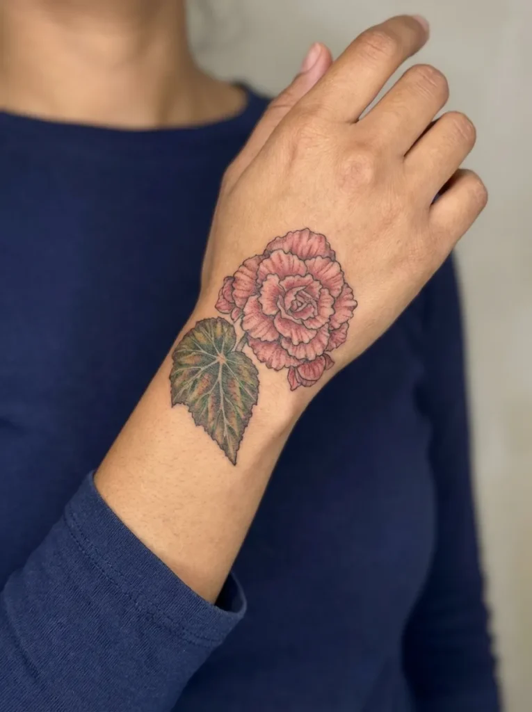 Begonia Hand Tattoo