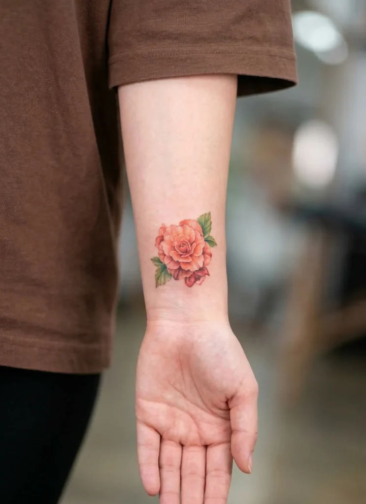 Begonia Wrist Flower Tattoo