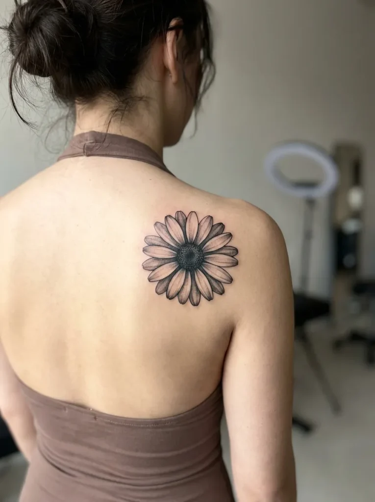 Black and Gray Daisy Flower