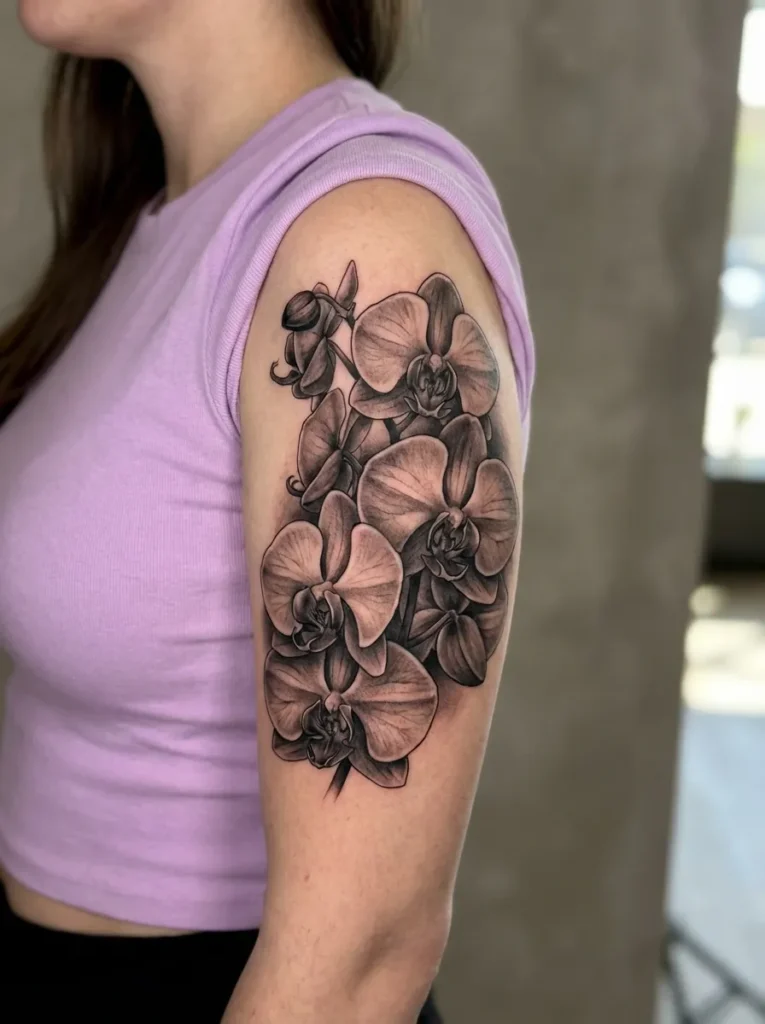 Black and Grey Orchid Tattoo