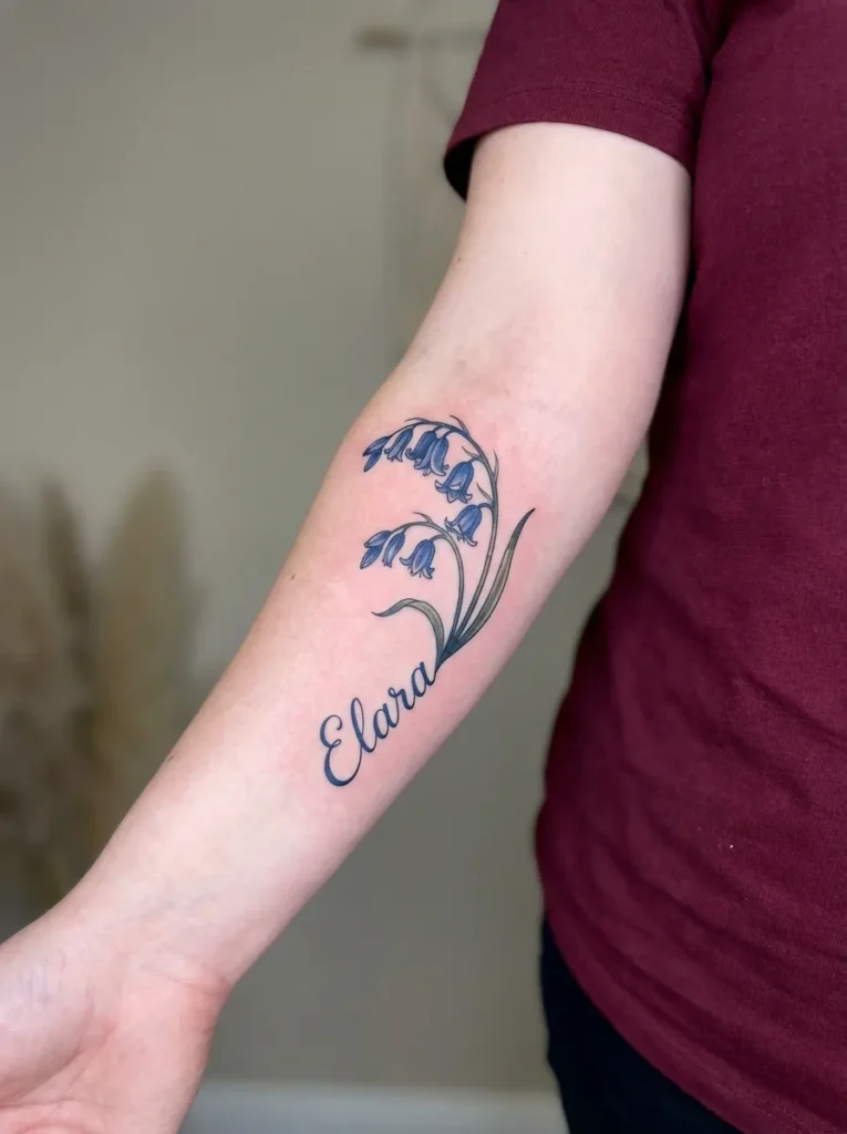 Bluebell Name Tattoo with Elegant Curve Script