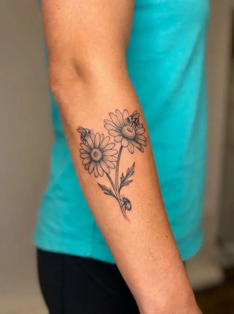 Botanical Daisy Tattoo