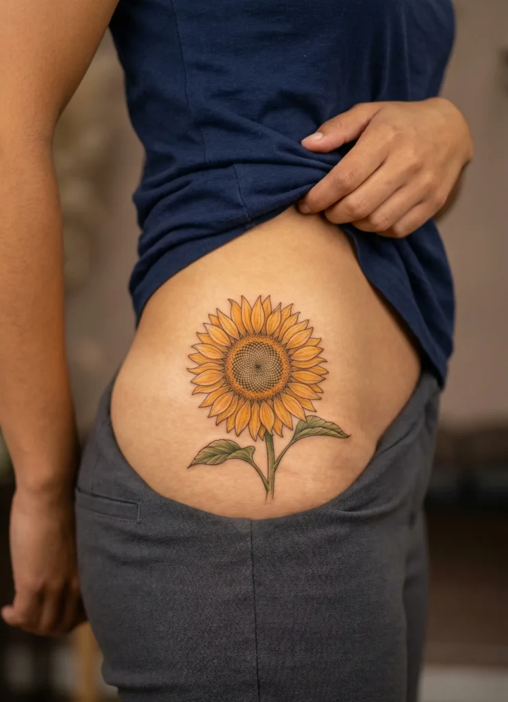 Botanical Sunflower Tattoo