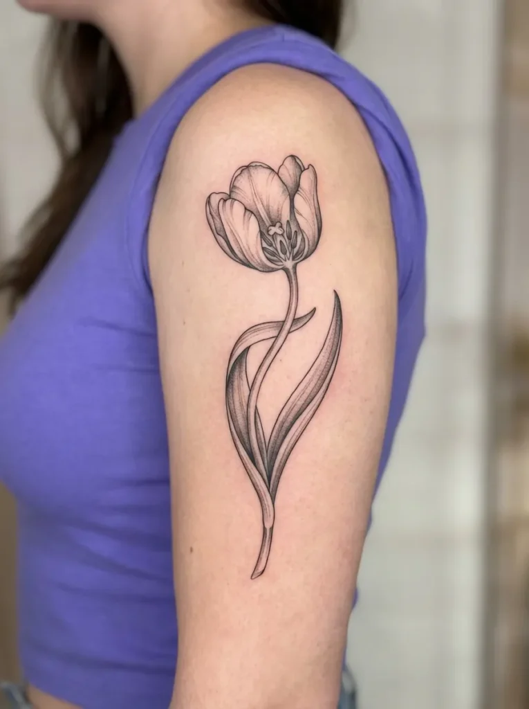 Botanical Tulip Tattoo