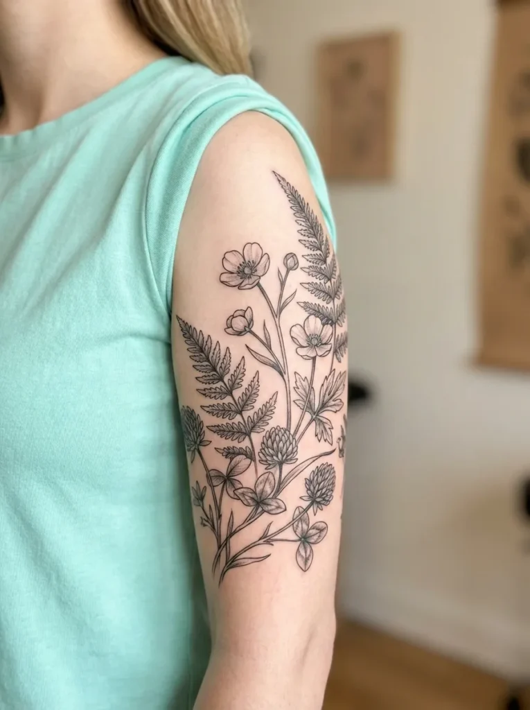 Botanical Wildflower Tattoo