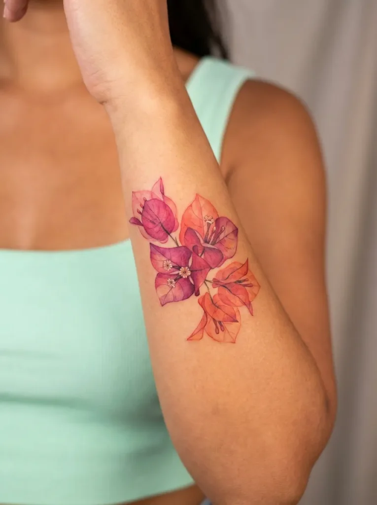 Bougainvillea Flower Tattoo with Vibrant Summer Touch