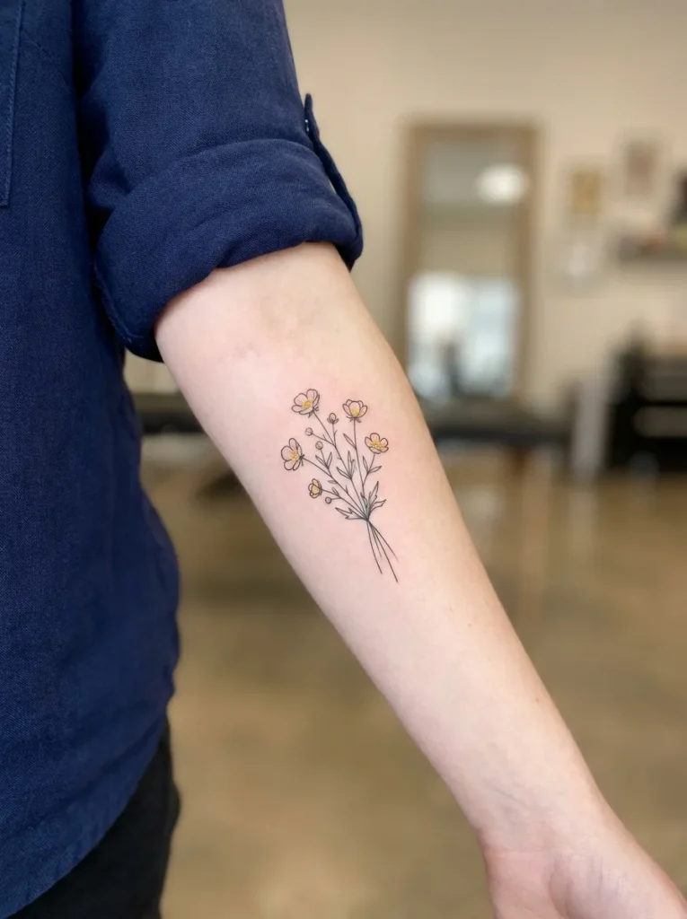 Buttercup Flower Bouquet Tattoo