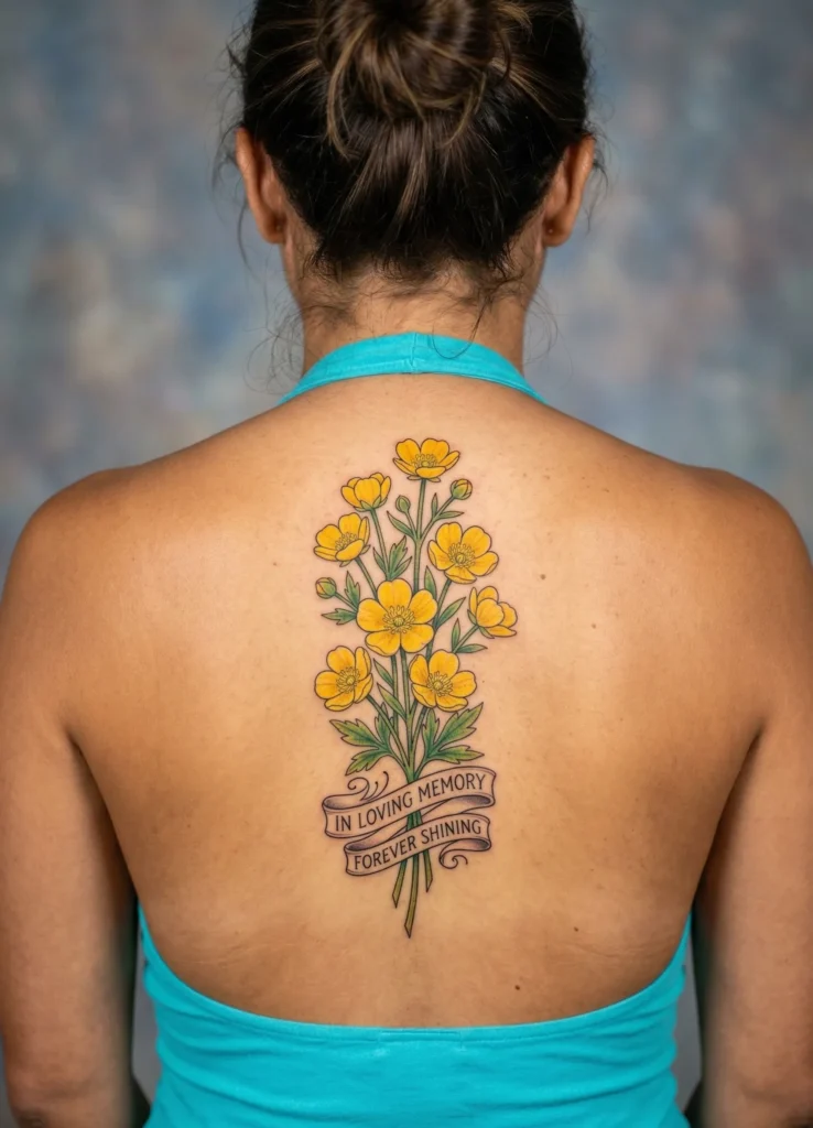 Buttercup Memorial Flower Tattoo