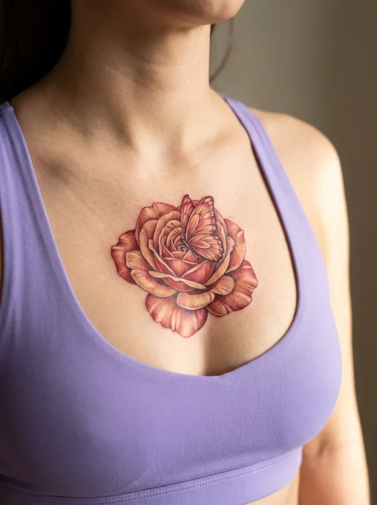 Butterfly Inside Rose Bloom Concept