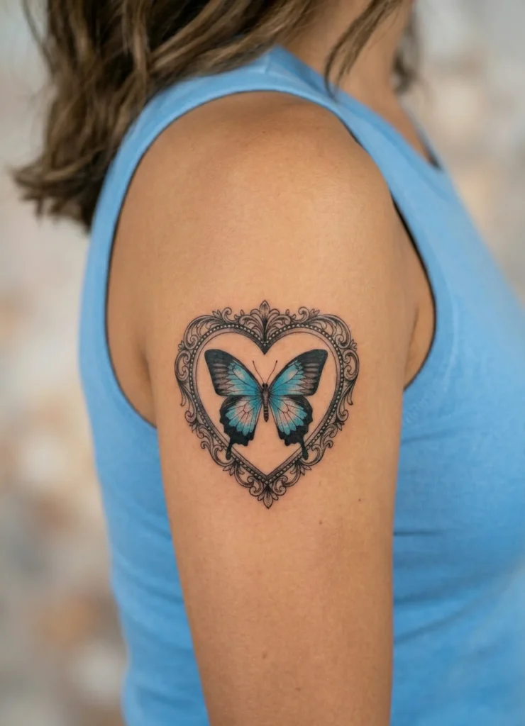 Butterfly Inside a Heart Frame