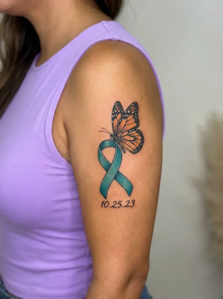 Butterfly Sitting on Memorial Ribbon