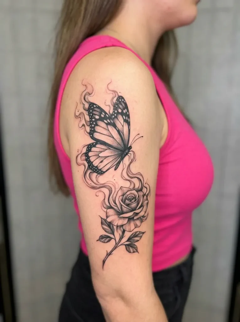 Butterfly Turning into Rose Smoke Effect