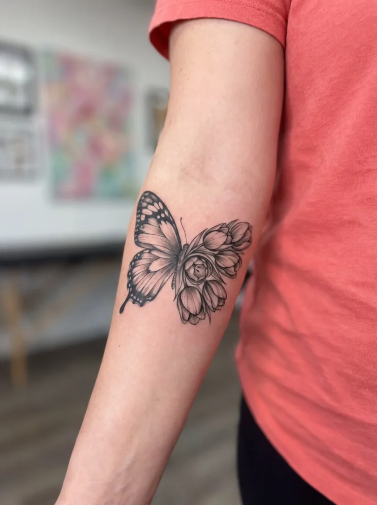 Butterfly Wing Transforming Into Tulip Spiral