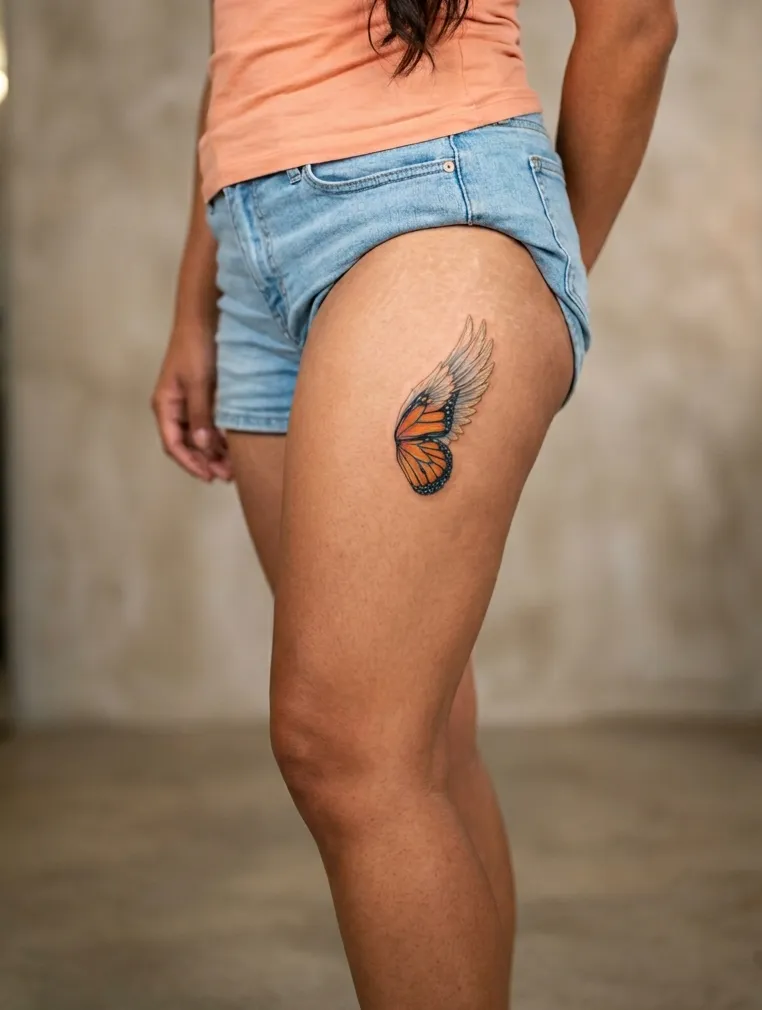 Butterfly Wing Transforming into Feathered Angel Wing