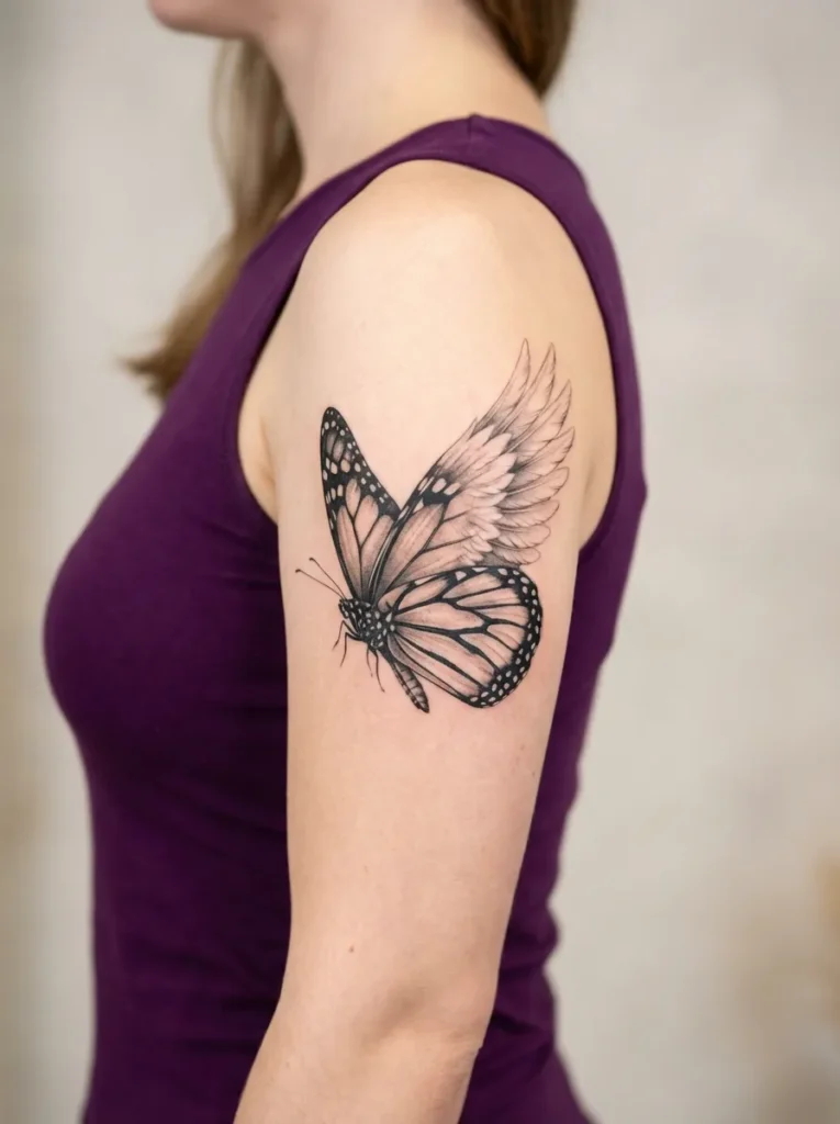 Butterfly Wing Turning into Angel Wing Mid-Flight