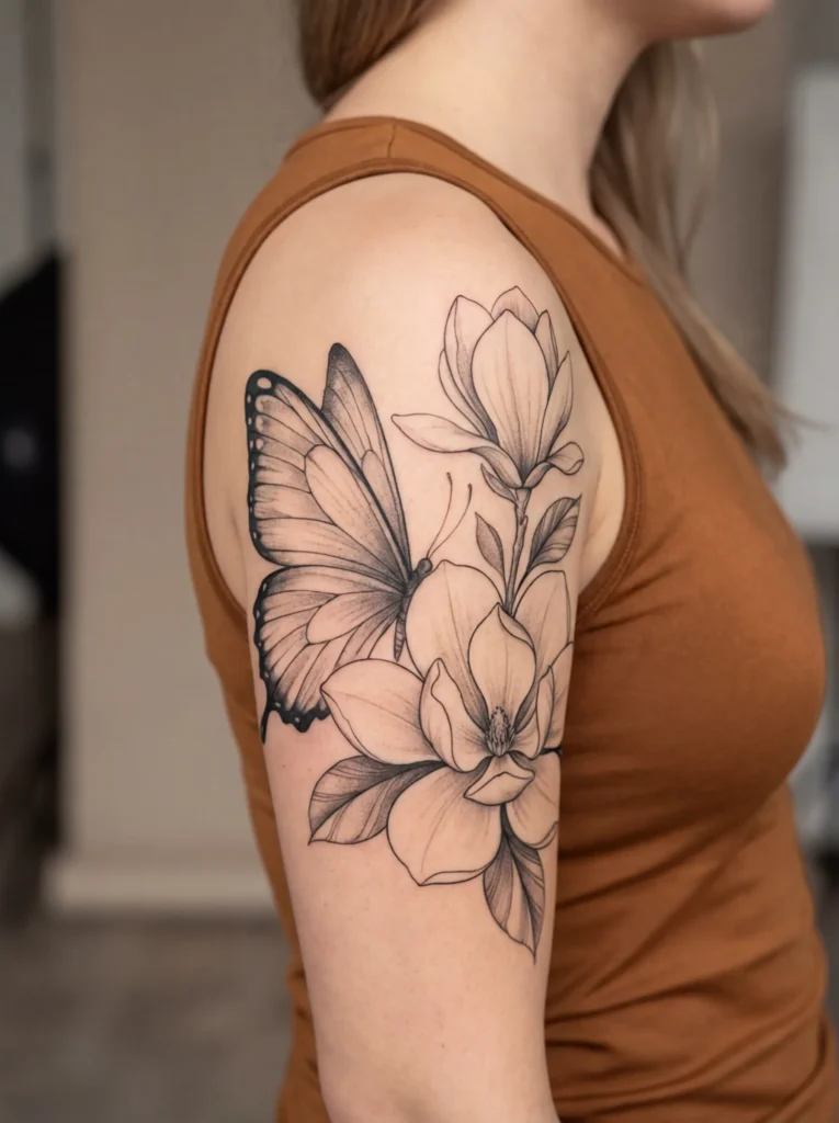 Butterfly Wing into Magnolia Blossoms