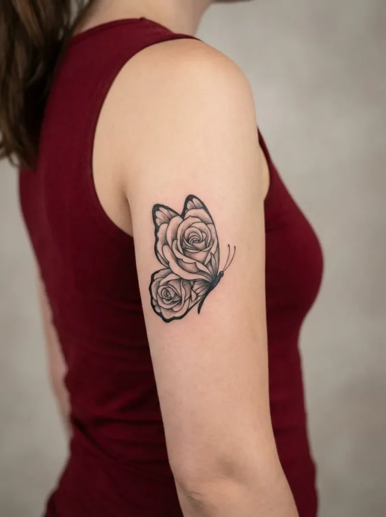 Butterfly Wings Shaped Like Rose Petals