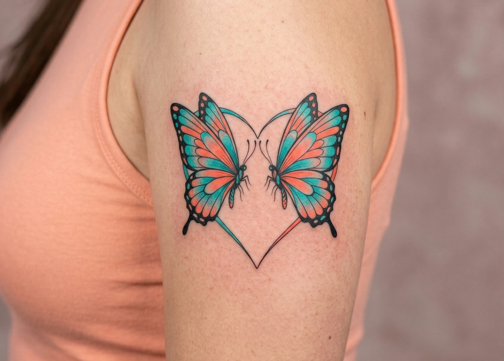 Butterfly and Heart Tattoos