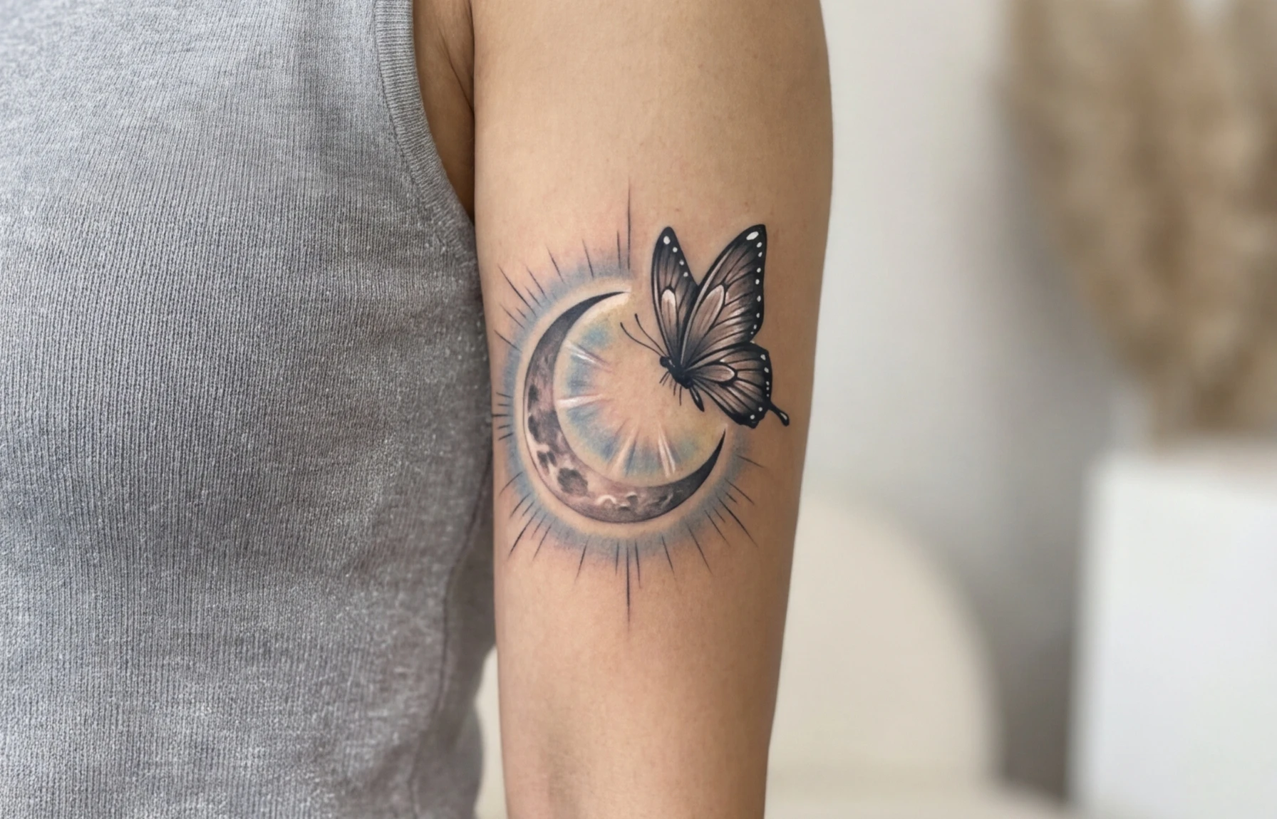 Butterfly and Moon Tattoo Designs
