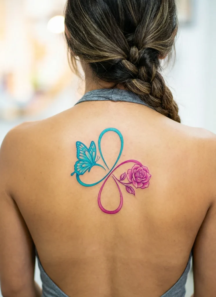 Butterfly and Rose Infinity Symbol Design