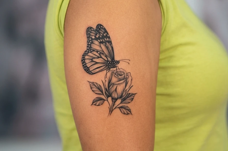 Butterfly and Rose Tattoo Ideas