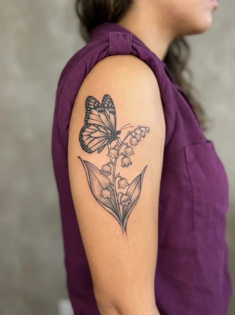 Butterfly with Birth Flower Tribute