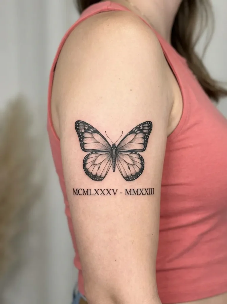 Butterfly with Dates (Birth and Passing)