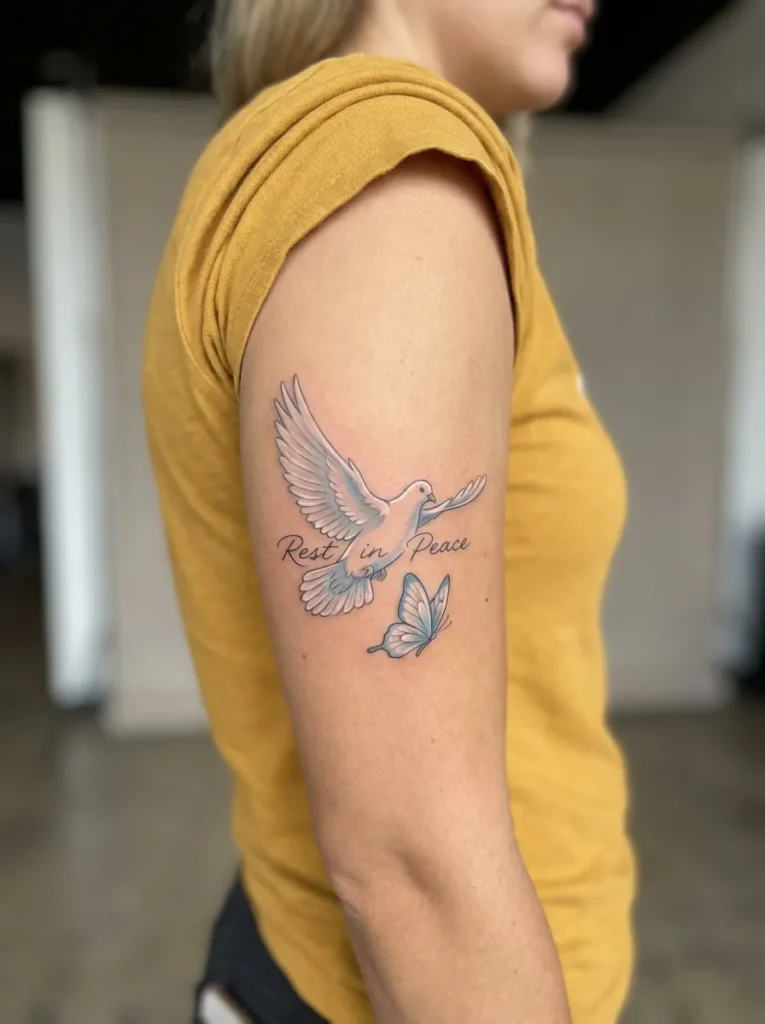 Butterfly with Dove and Peace Theme