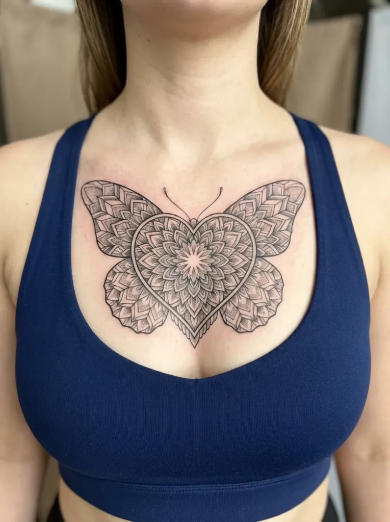 Butterfly with Heart Mandala Fusion