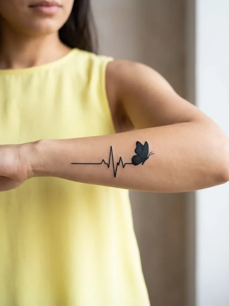 Butterfly with Heartbeat (EKG) Line