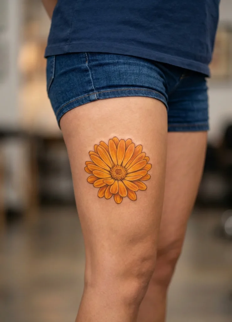 Calendula Flower Autumn Tattoo
