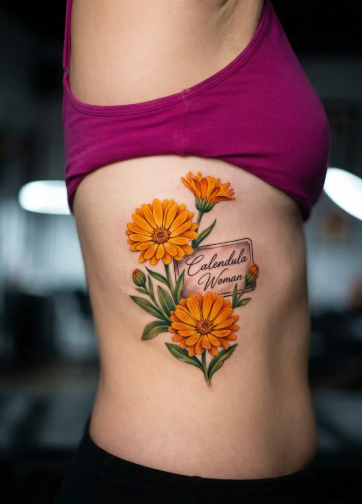 Calendula Memorial Flower Tattoo