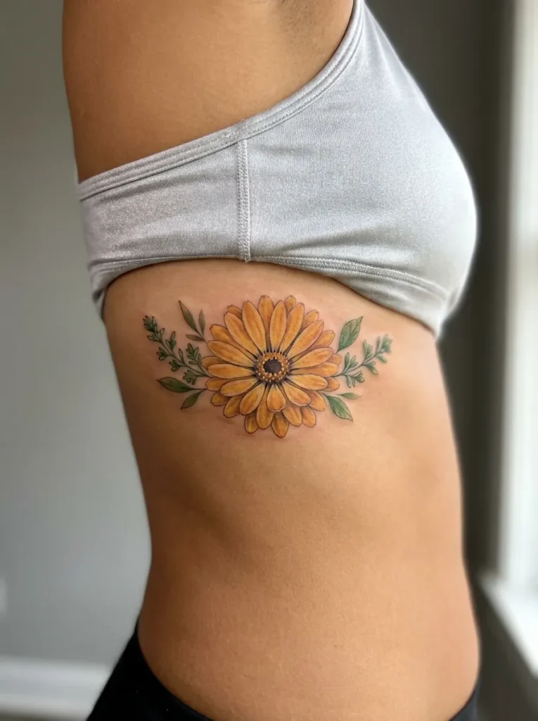 Calendula Rib Flower Tattoo