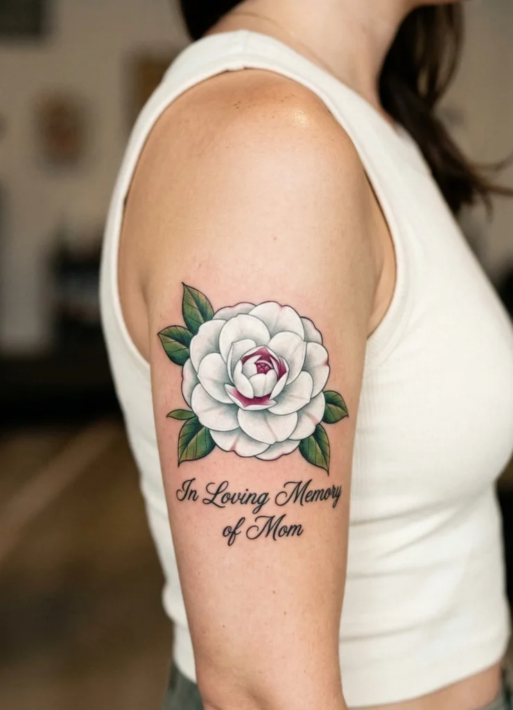 Camellia Memorial Flower Tattoo