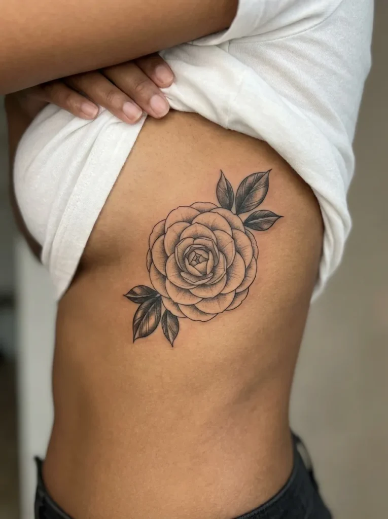 Camellia Rib Flower Tattoo
