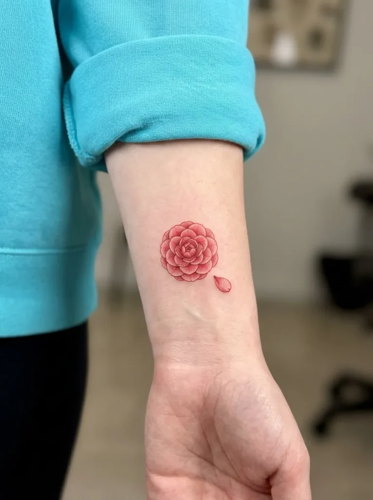 Camellia Wrist Flower Tattoo