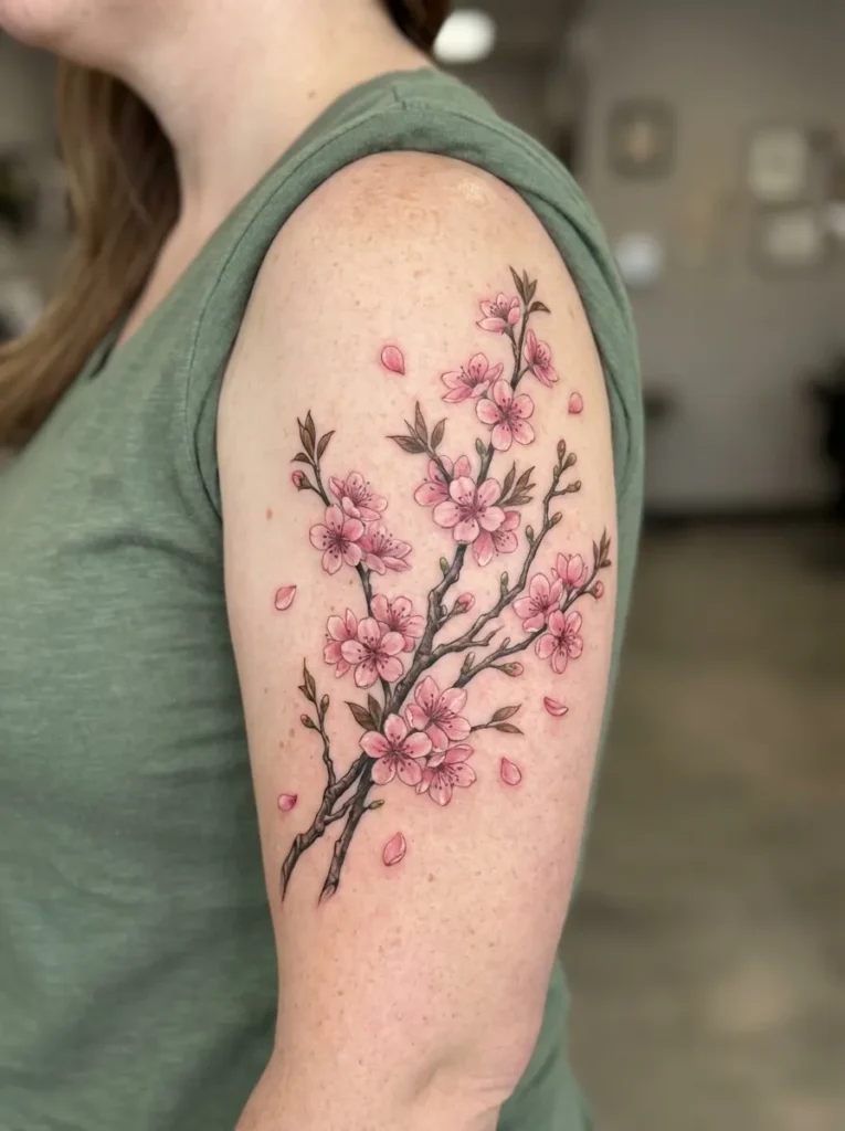 Cherry Blossom Flower Bouquet Tattoo